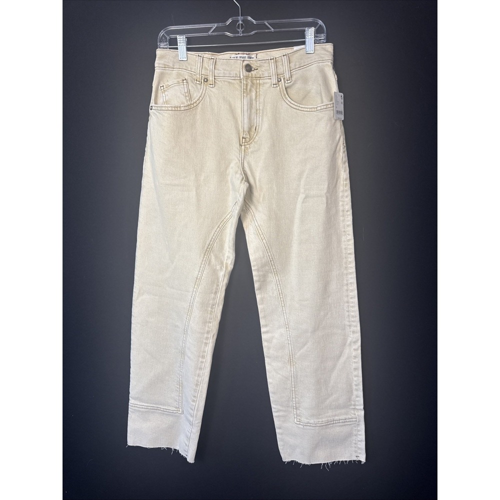 We The Free Risk Taker High Rise Straight Jeans Size 28 Cream Ecru Raw Hem NWT